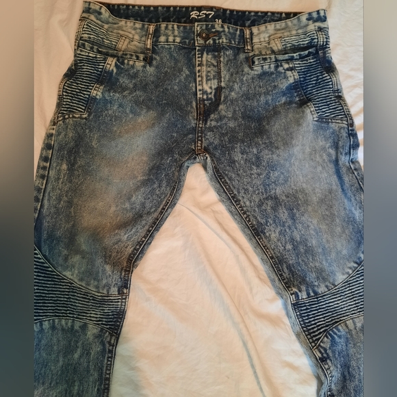 RS7 royal seven Distressed Acid Wash Mens Casual  Flex Jeans Size 36 X 32 - Picture 2 of 9